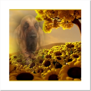 Bloodhound Dog Sunflower Posters and Art